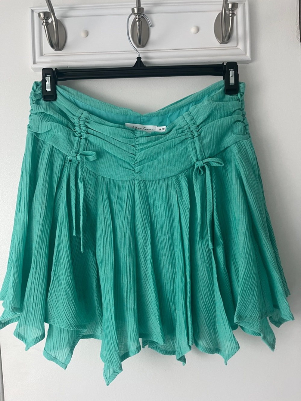 All in Favor Aqua Handkerchief-Hem Circle Skirt